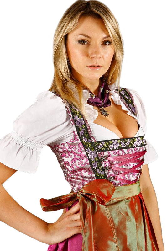 Midi Dirndl 3-teilig Beere rot grün