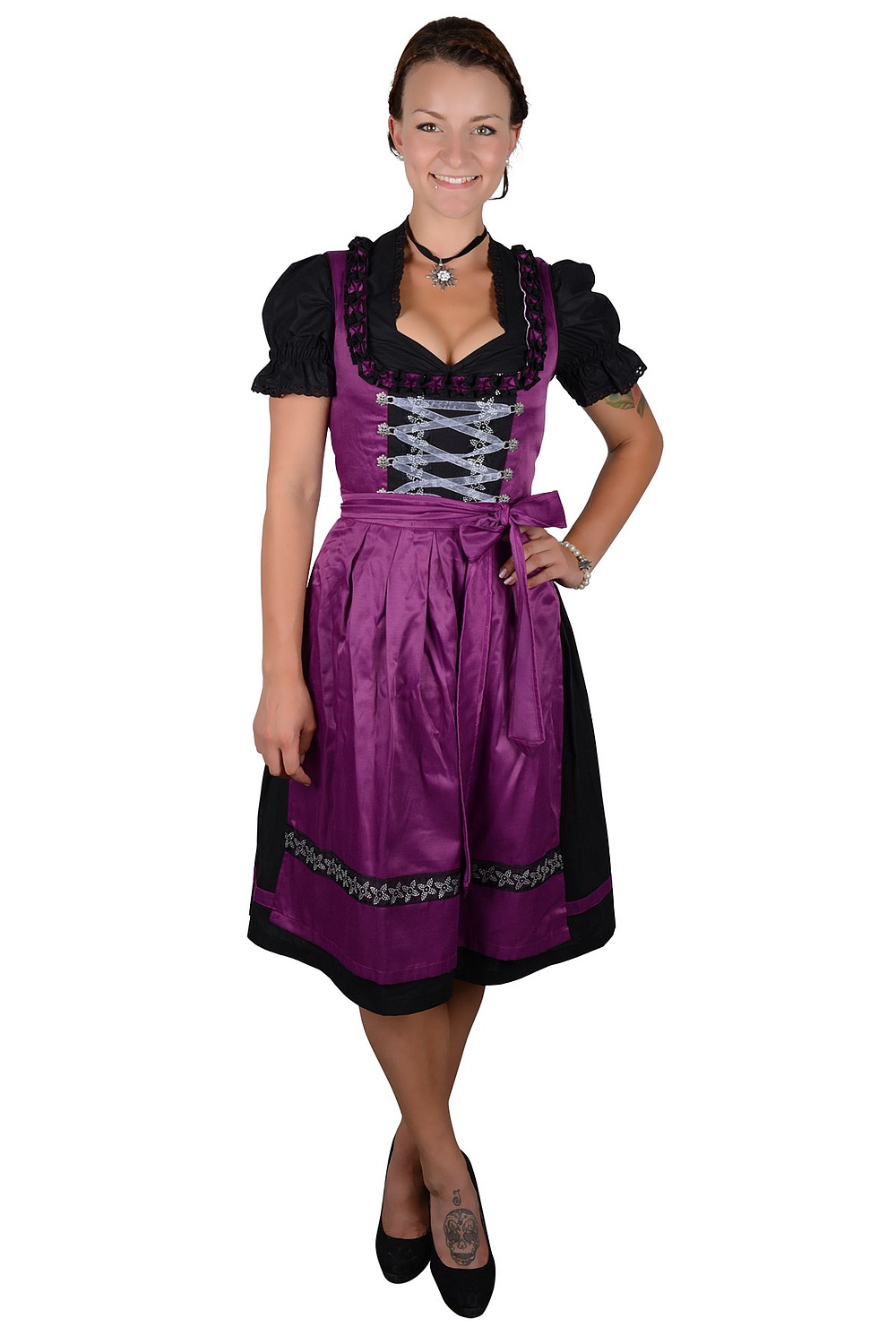 Midi Dirndl Tanja violett schwarz