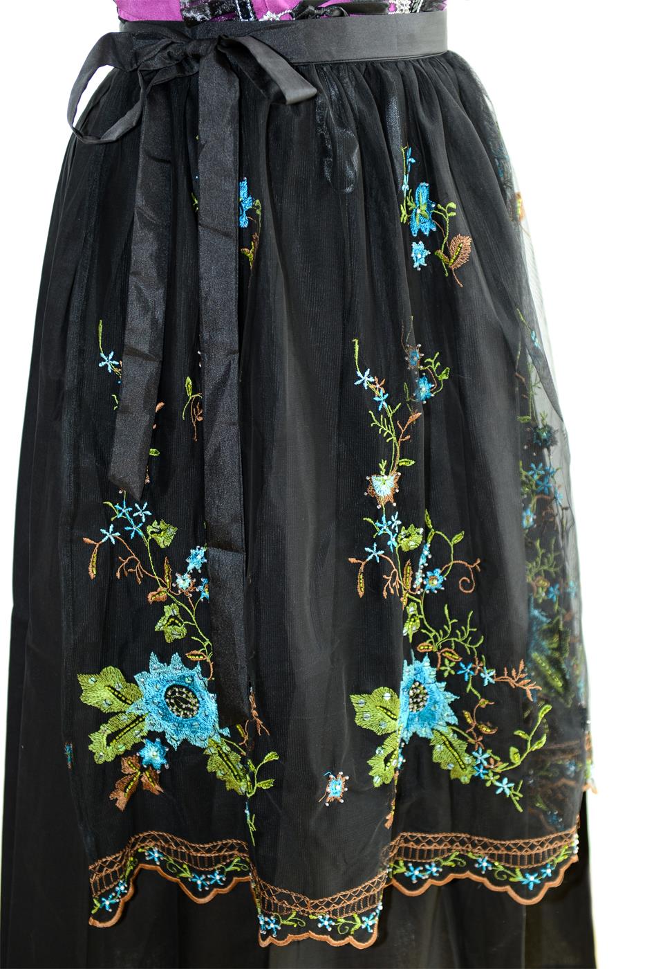 Midi Dirndlschürze schwarz transparent blau