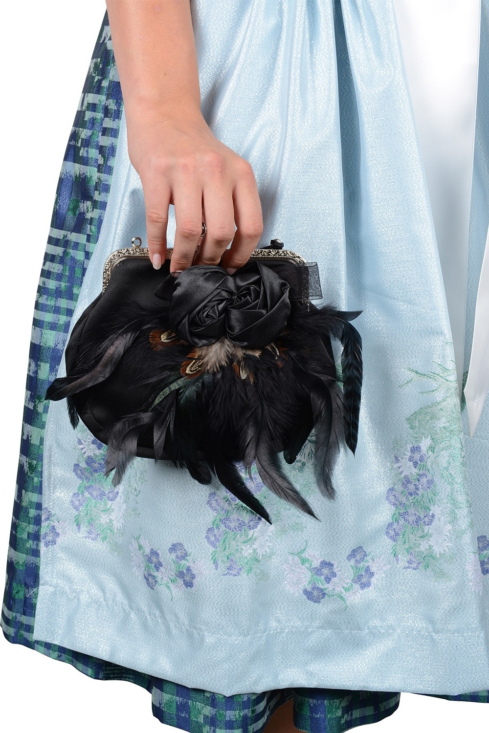 Clutch Rose&Federn schwarz