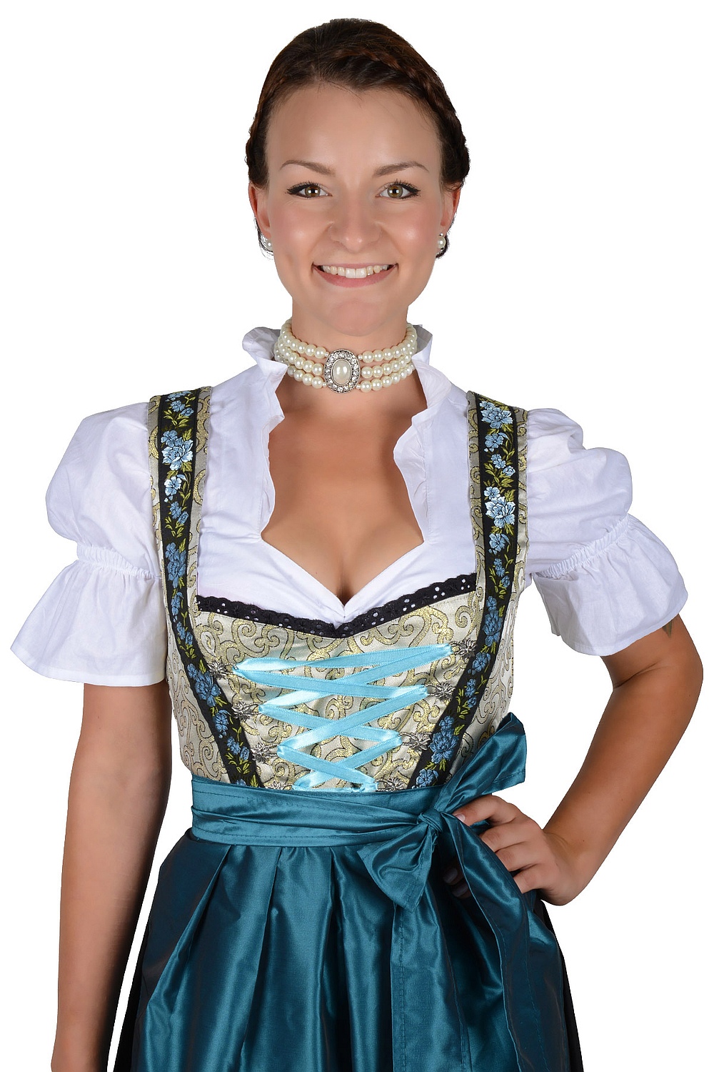 Langes Dirndl Resi gold türkis