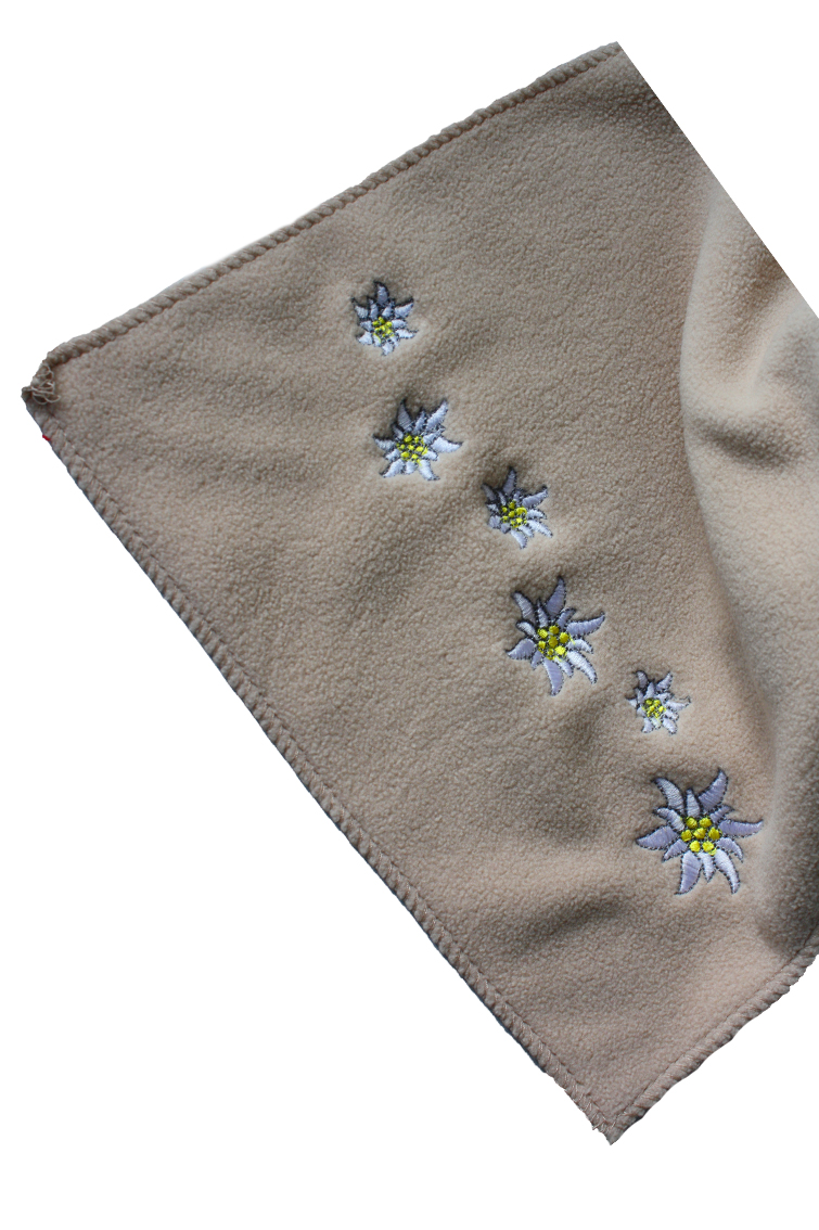 Fleece Schal mit Edelweiß beige