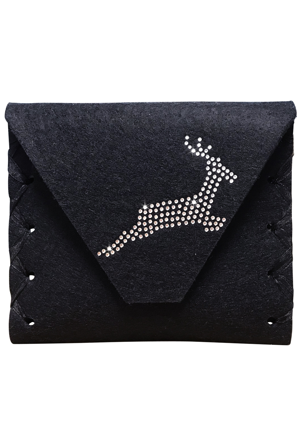 Dirndlschürzentasche Clutch Filz schwarz silber