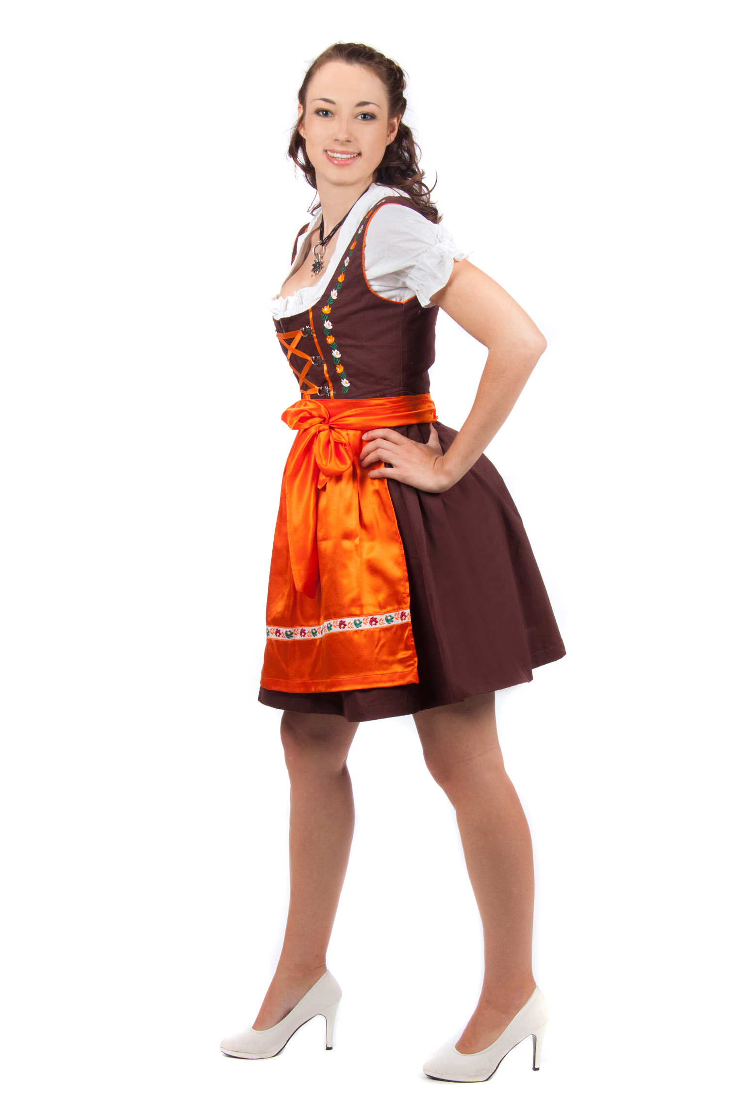 Mini Dirndl 3-teilig braun orange