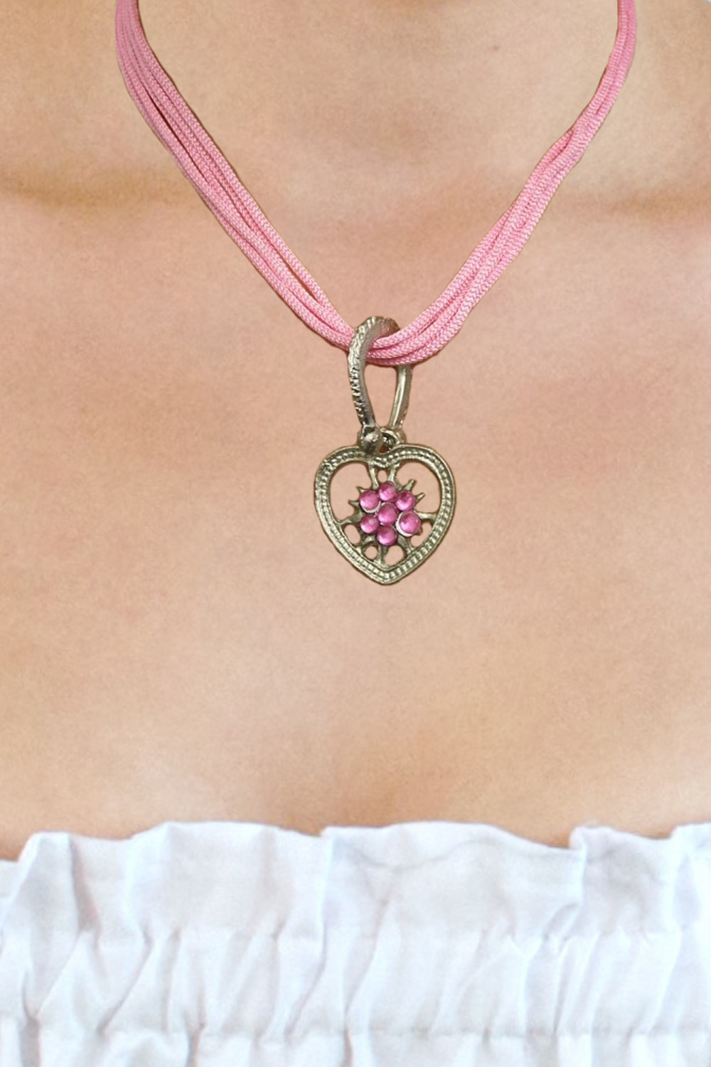 Halskette Herz Steine rosa