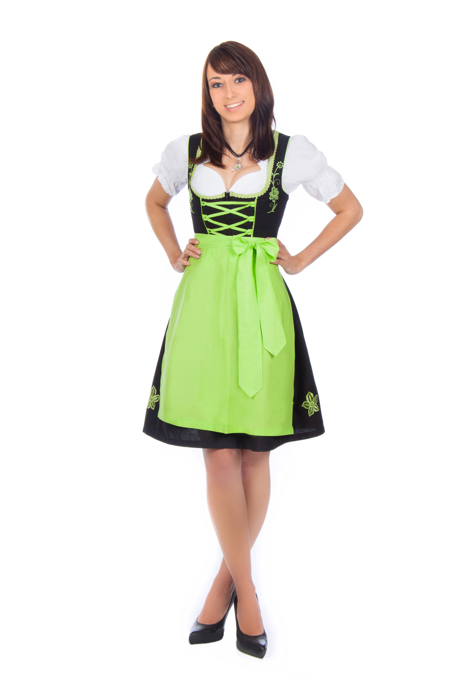 Mini Dirndl 3-teilig schwarz grün