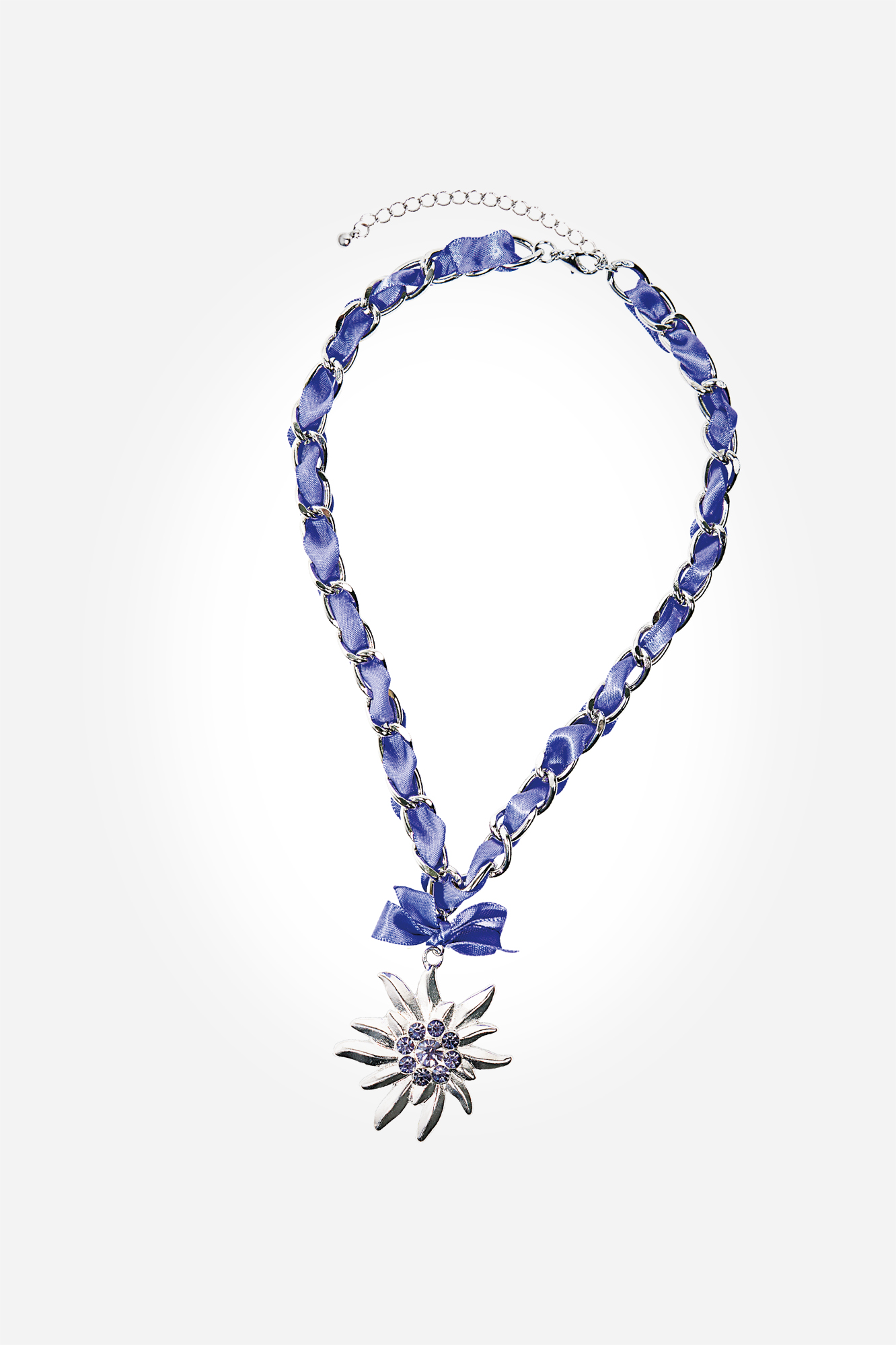 Halskette Edelweiß Schleife lila