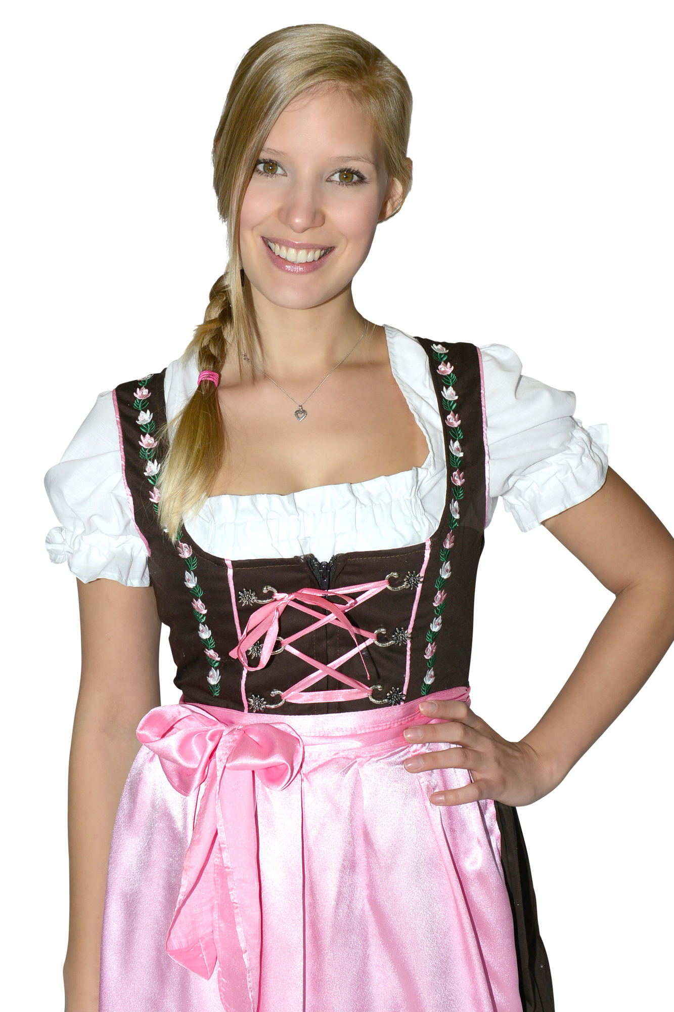 Mini Dirndl 3-teilig braun rosa 2