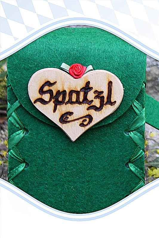 Mini Dirndltasche Filz dunkelgrün Herz