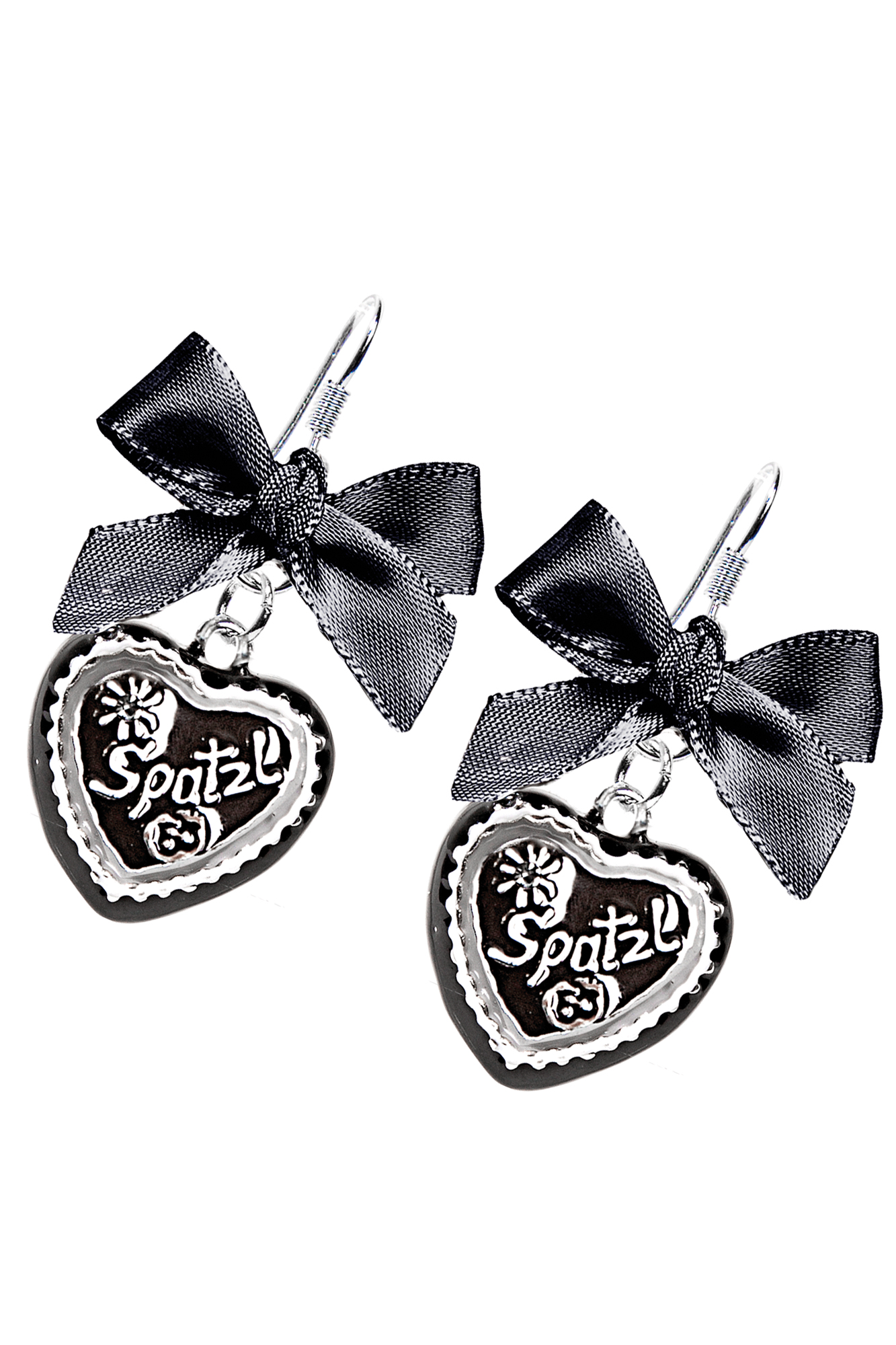 Trachten Ohrhänger Herz Spatzl schwarz