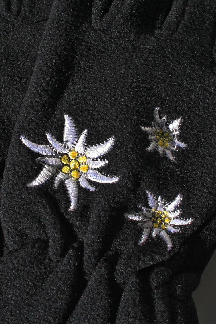 Damen Fleece Handschuhe mit Edelweiß schwarz