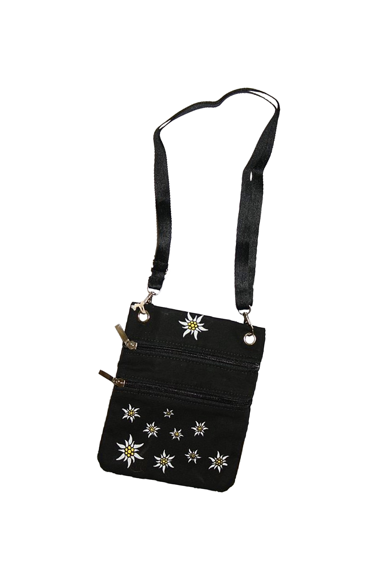Dirndl Umhängetasche schwarz Edelweiß
