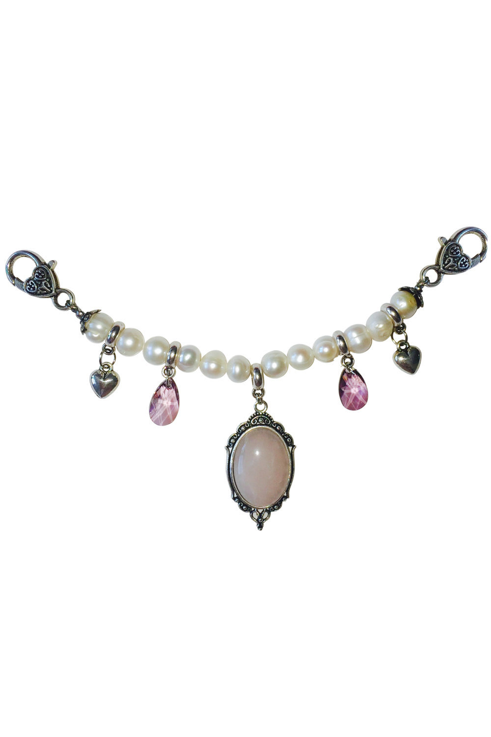 Made in Germany Perlen Charivari Medaillon Rosenquarz