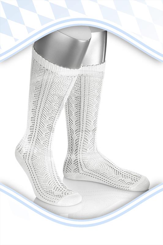 Kniestrumpf Ajourmuster weiß