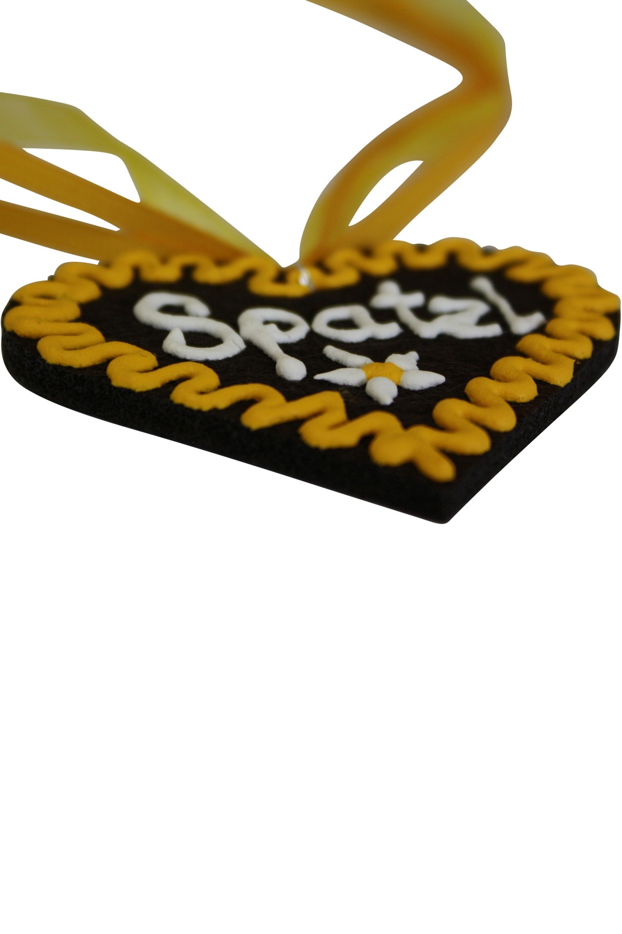 Halskette Filzherz Spatzl gelb