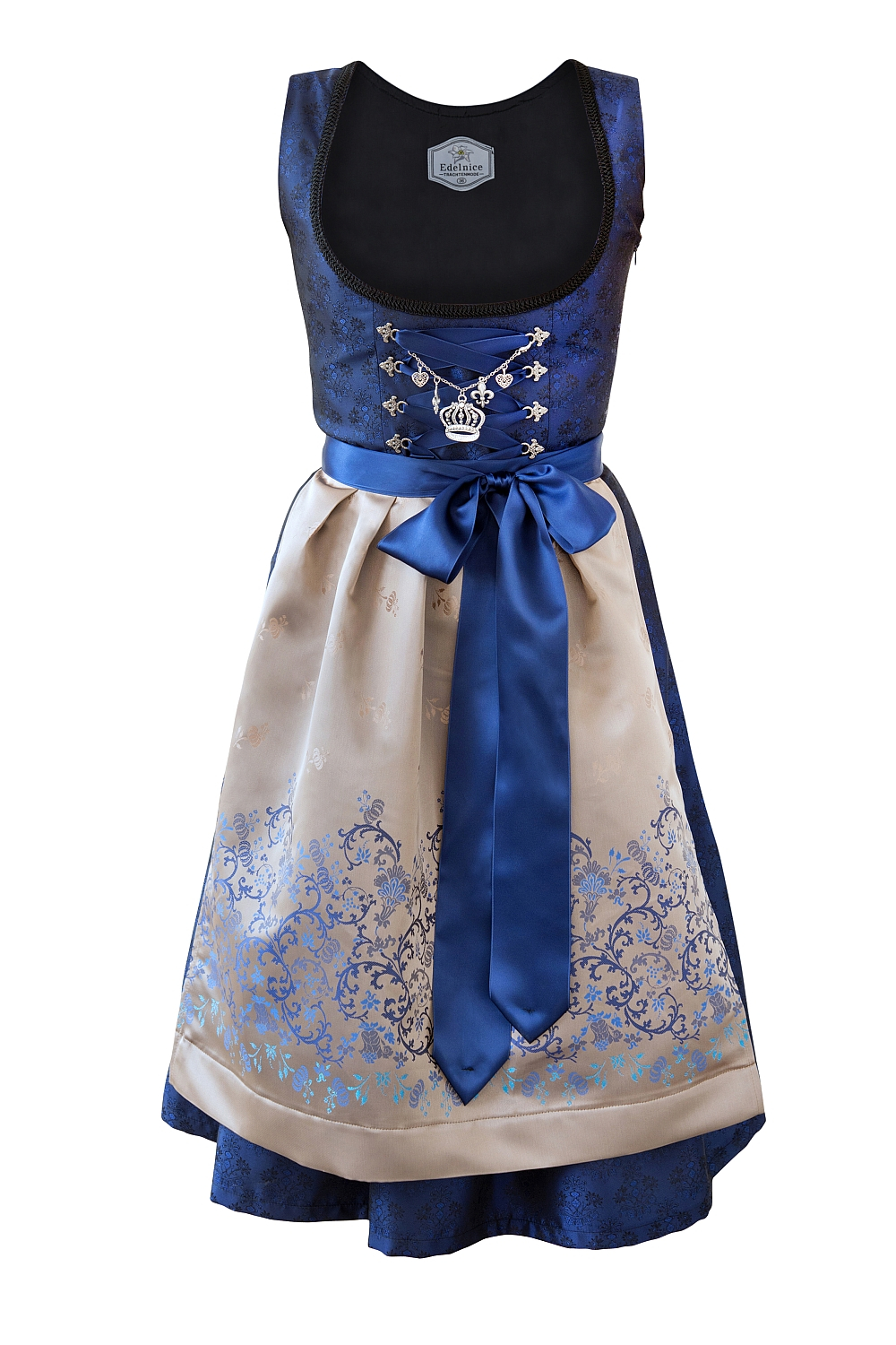 Midi Dirndl 2-teilig royalblau gold