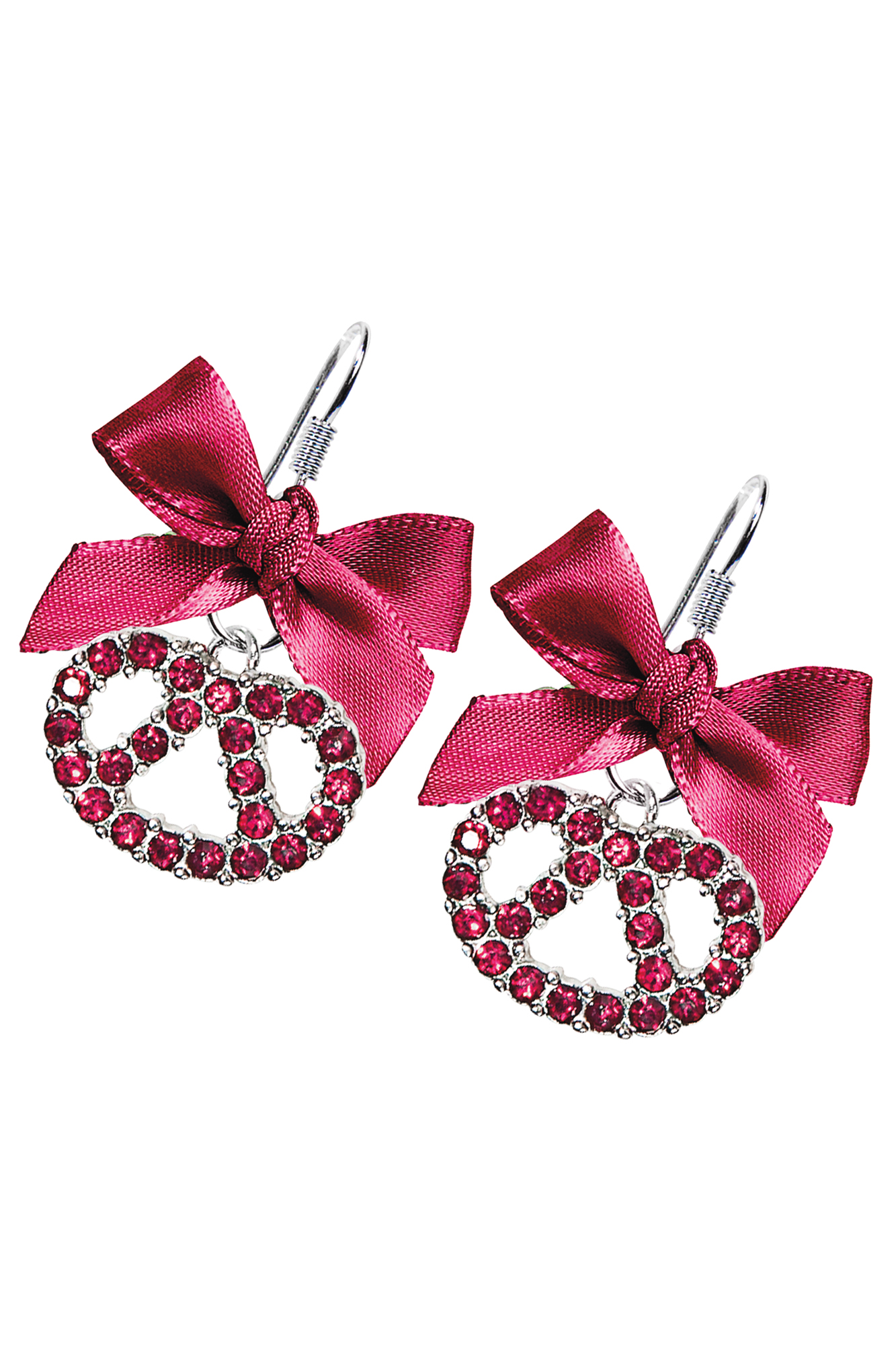 Trachten Ohrhänger Brezl Schleife bordeaux