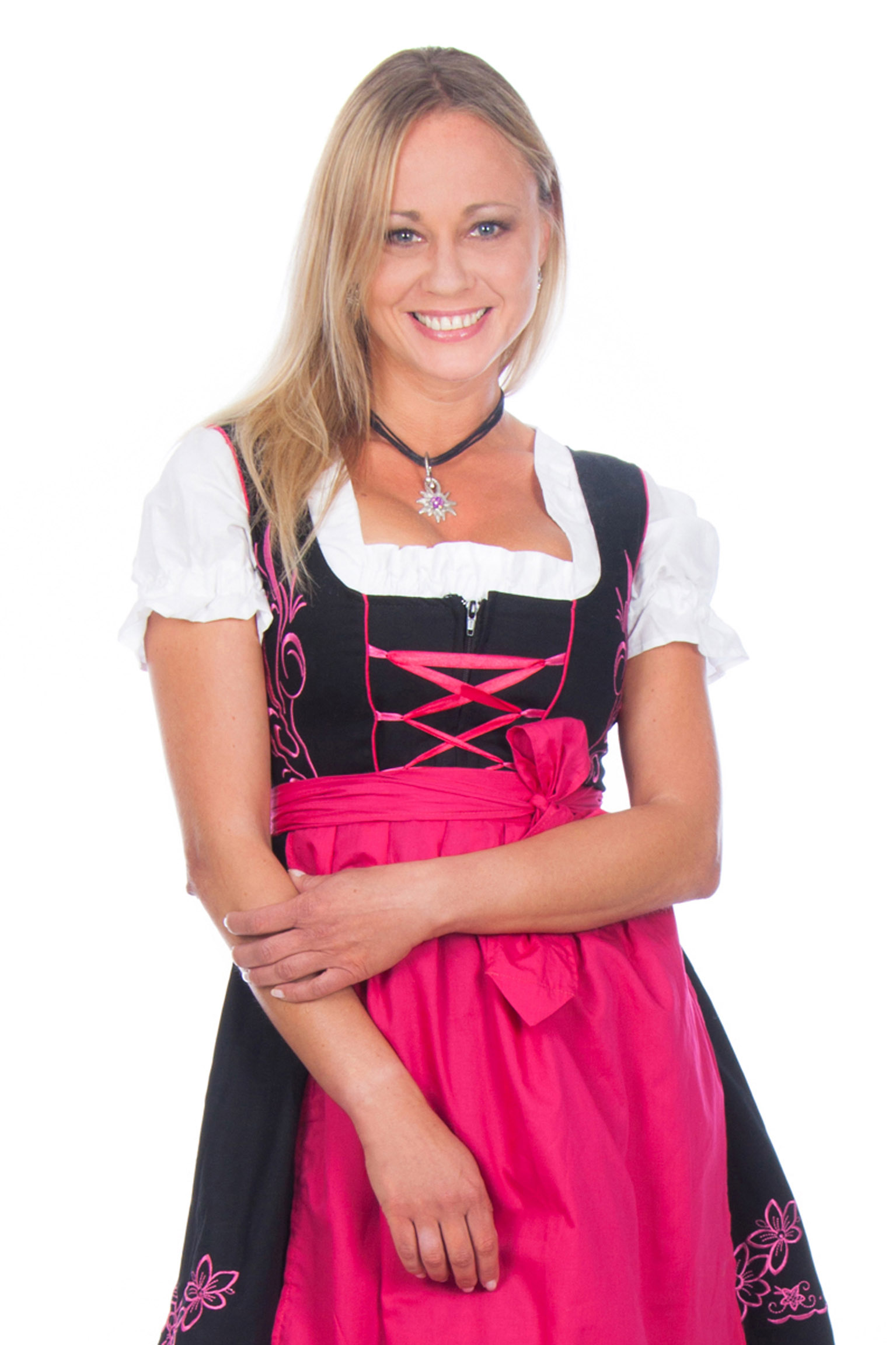 Mini Dirndl 3-teilig schwarz pink