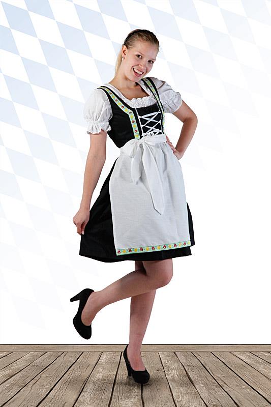 Mini Dirndl 3-teilig schwarz weiß
