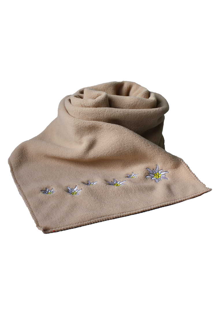 Fleece Schal mit Edelweiß beige