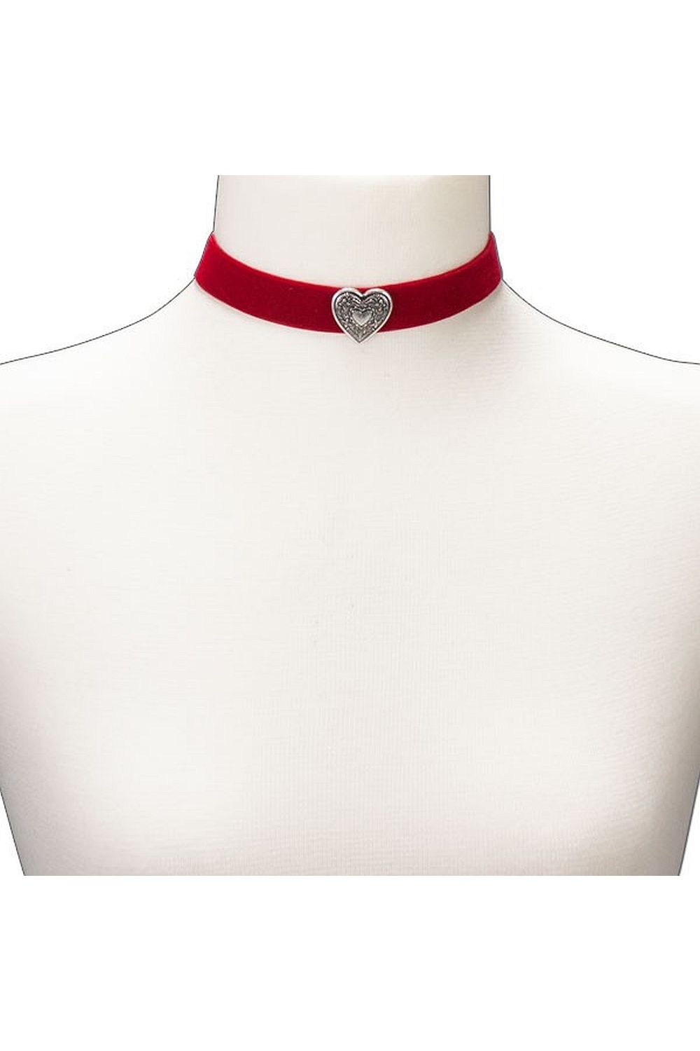 Samtkropfband mit Herz rot