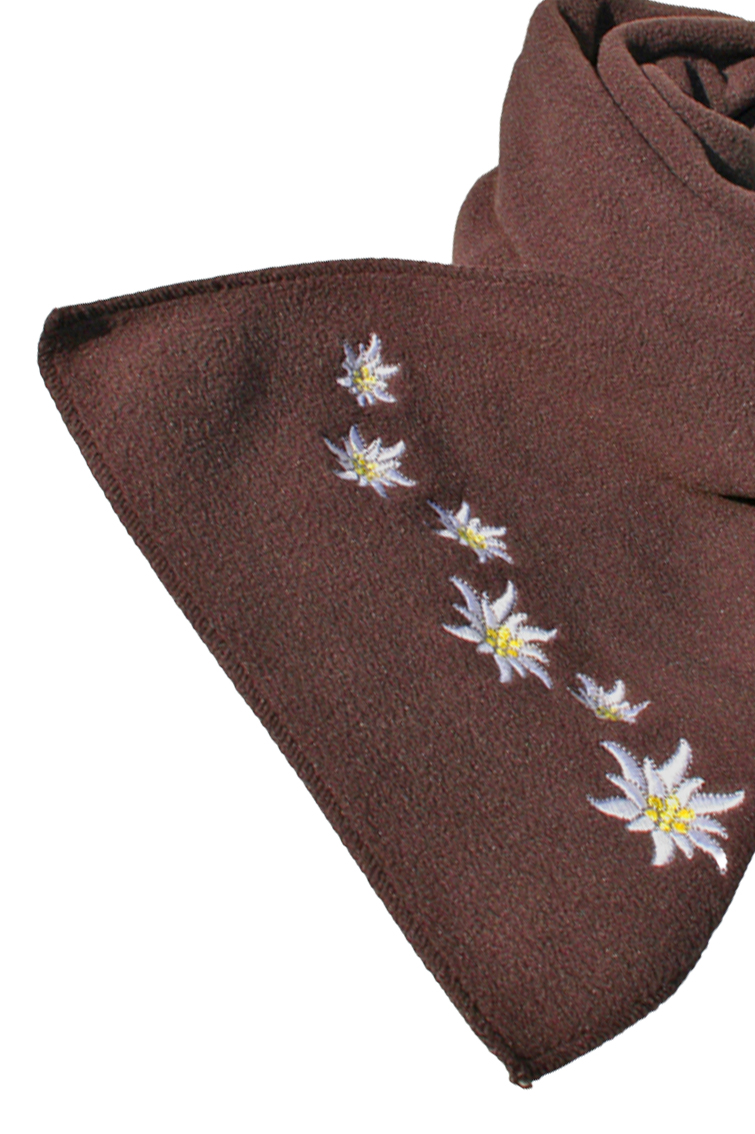 Fleece Schal mit Edelweiß braun