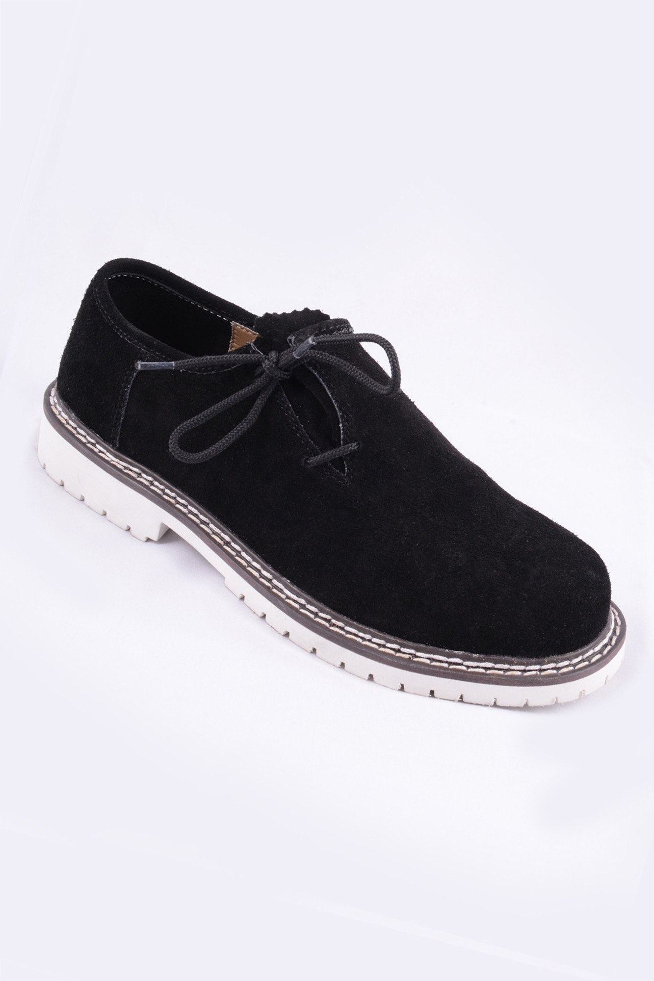 Haferlschuhe schwarz mit weißer Sohle