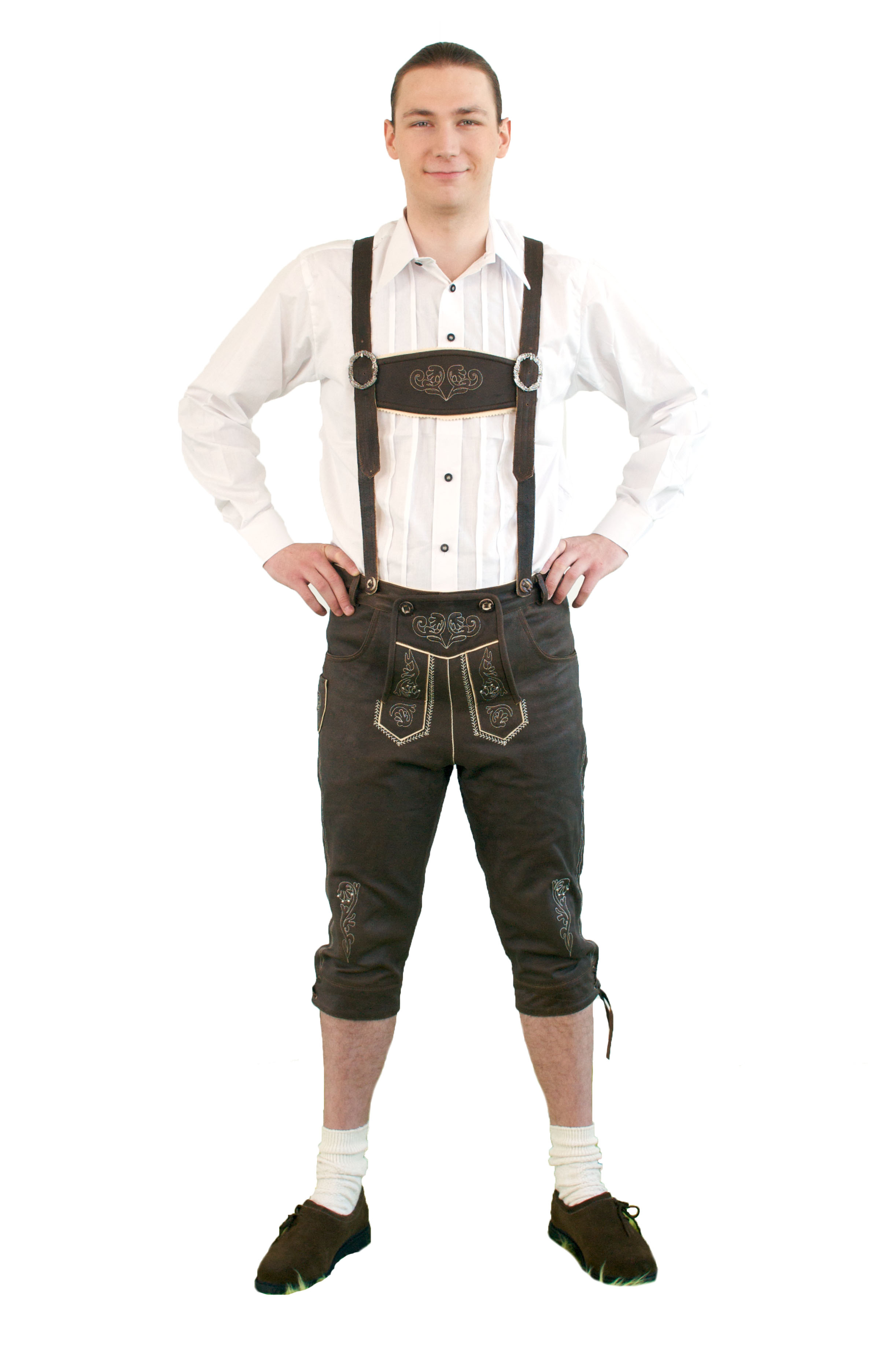 Antike Trachtenlederhose Kniebundhose dunkelbraun