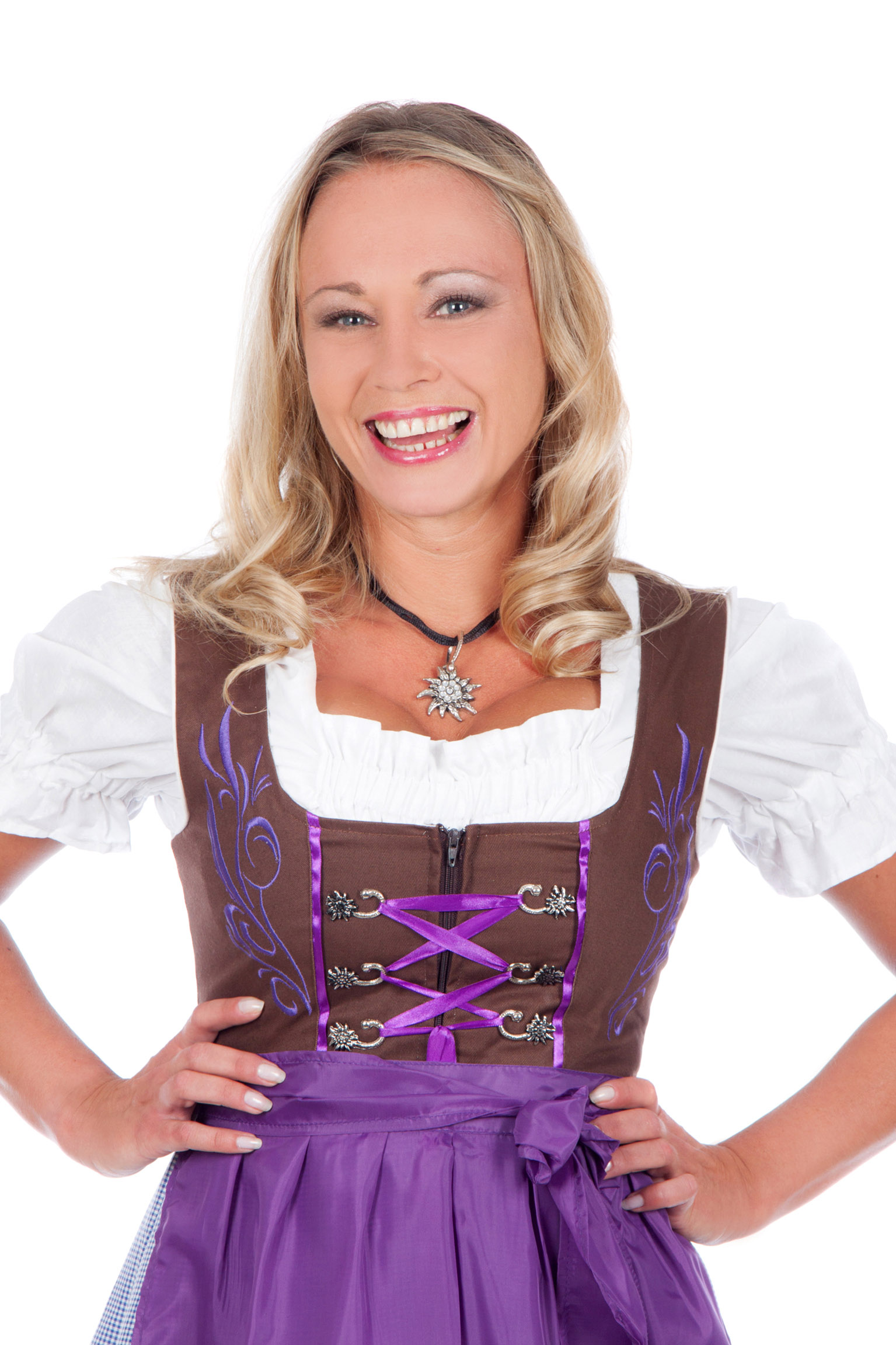 Sexy Mini Dirndl 3-teilig braun lila