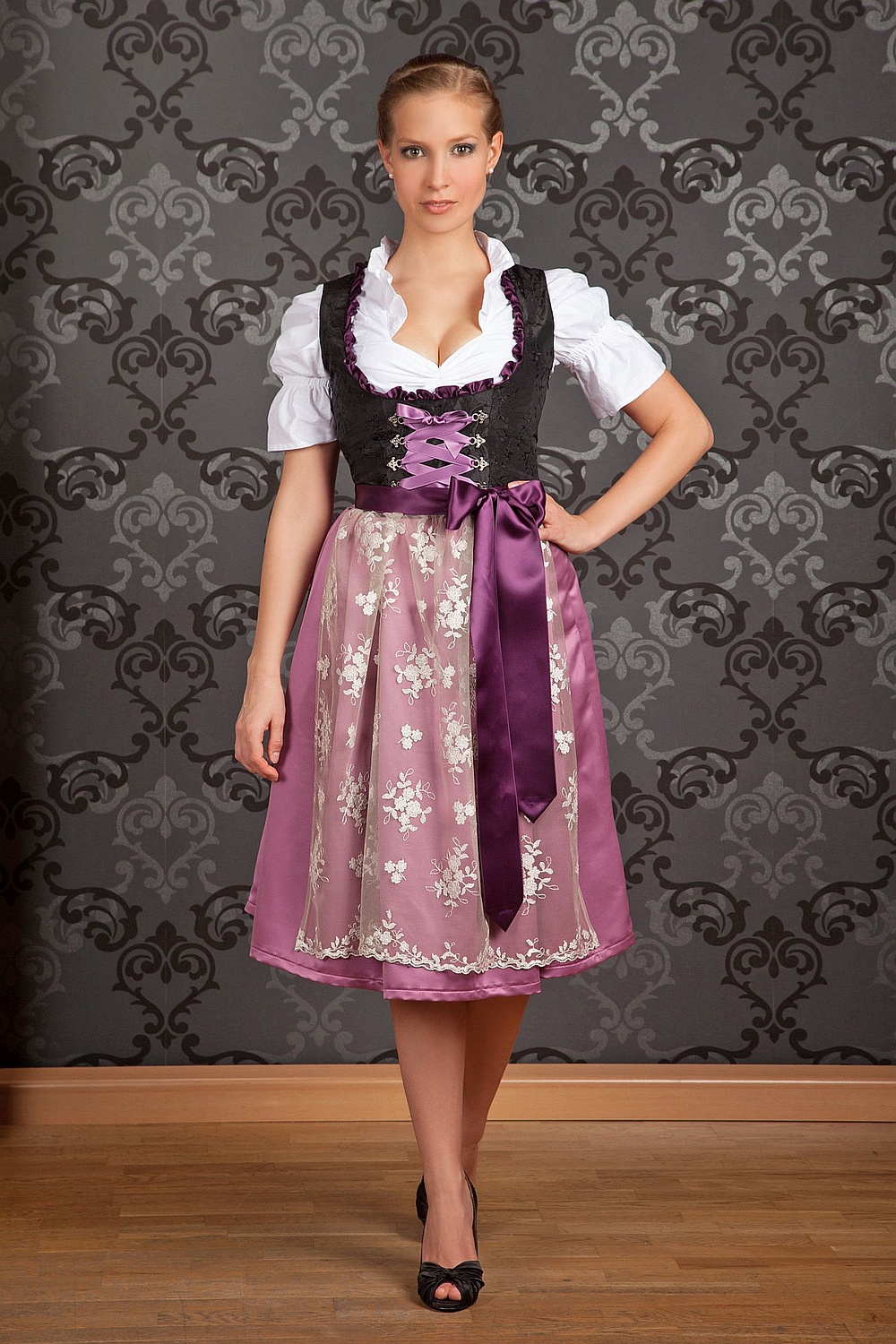 Midi Dirndl 2-teilig lila Alpentraum