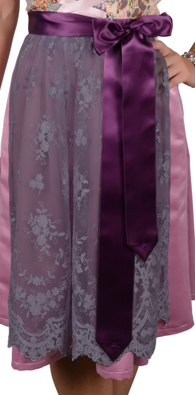 Midi Dirndlschürze Made in Germany lila Spitze