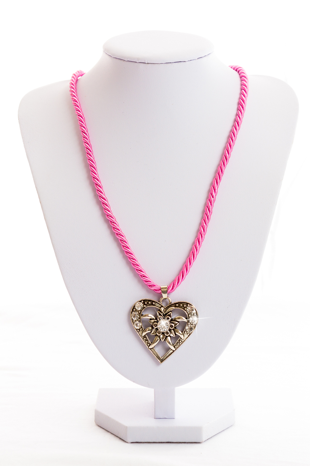 Made in Germany Halskette Edelweiß-Herz pink silber