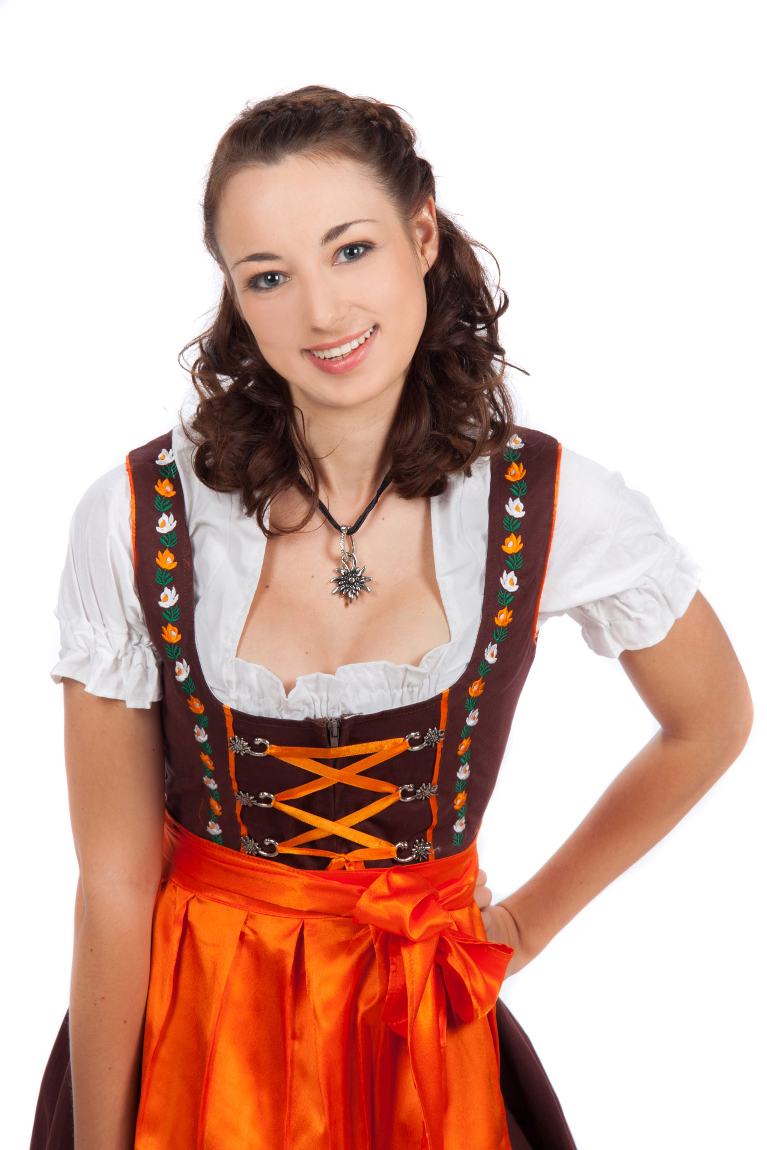 Mini Dirndl 3-teilig braun orange