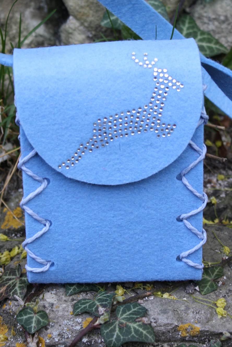 Mini Dirndltasche Filz hellblau Hirsch