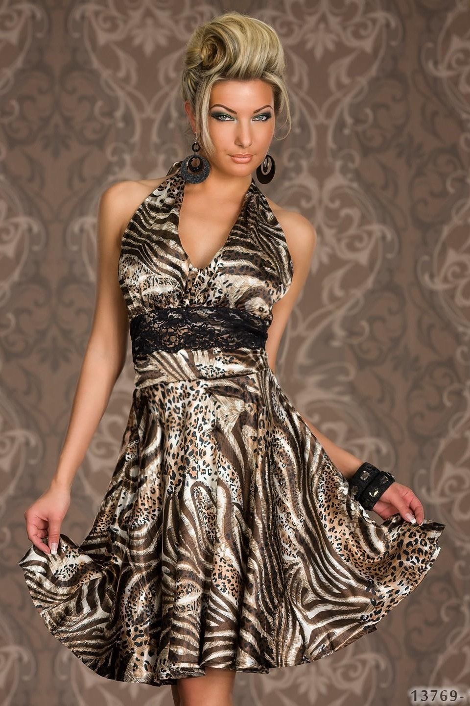 Neckholder Kleid Animal Print unisize Gr. S-M