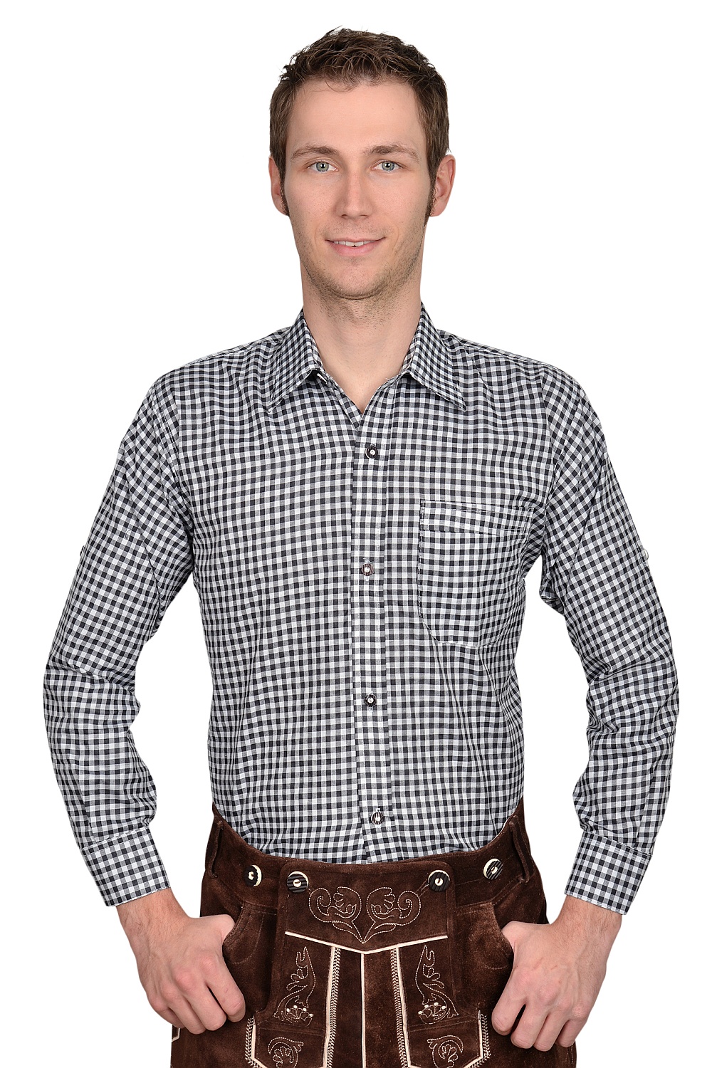 Trachtenhemd Hemd schwarz kariert