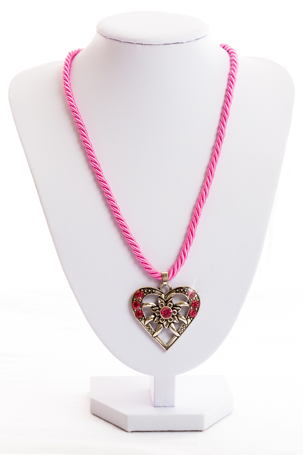 Made in Germany Halskette Edelweiß-Herz pink