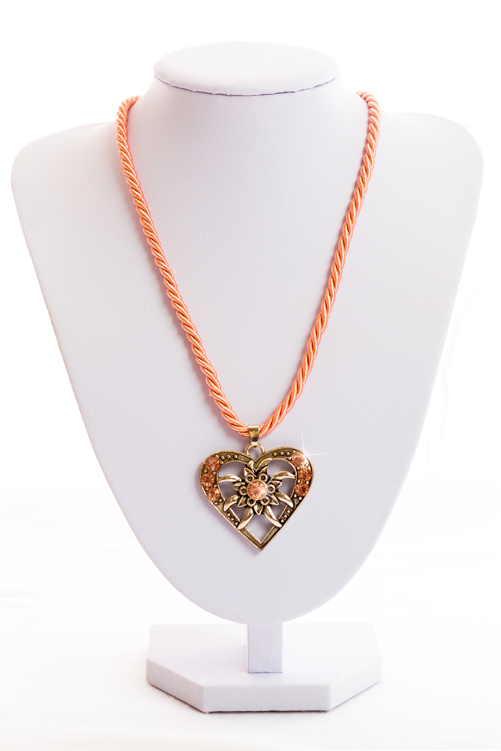 Made in Germany Halskette Edelweiß-Herz rosa