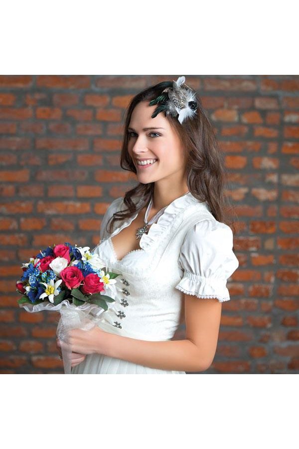 Feder-Fascinator Trachten-Haarkamm weiß