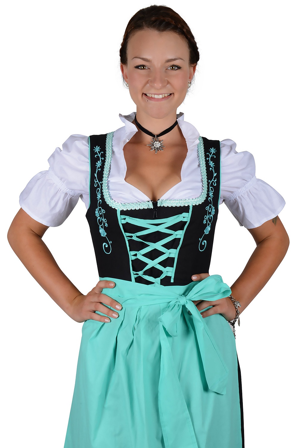 Midi Dirndl Tessa mint schwarz