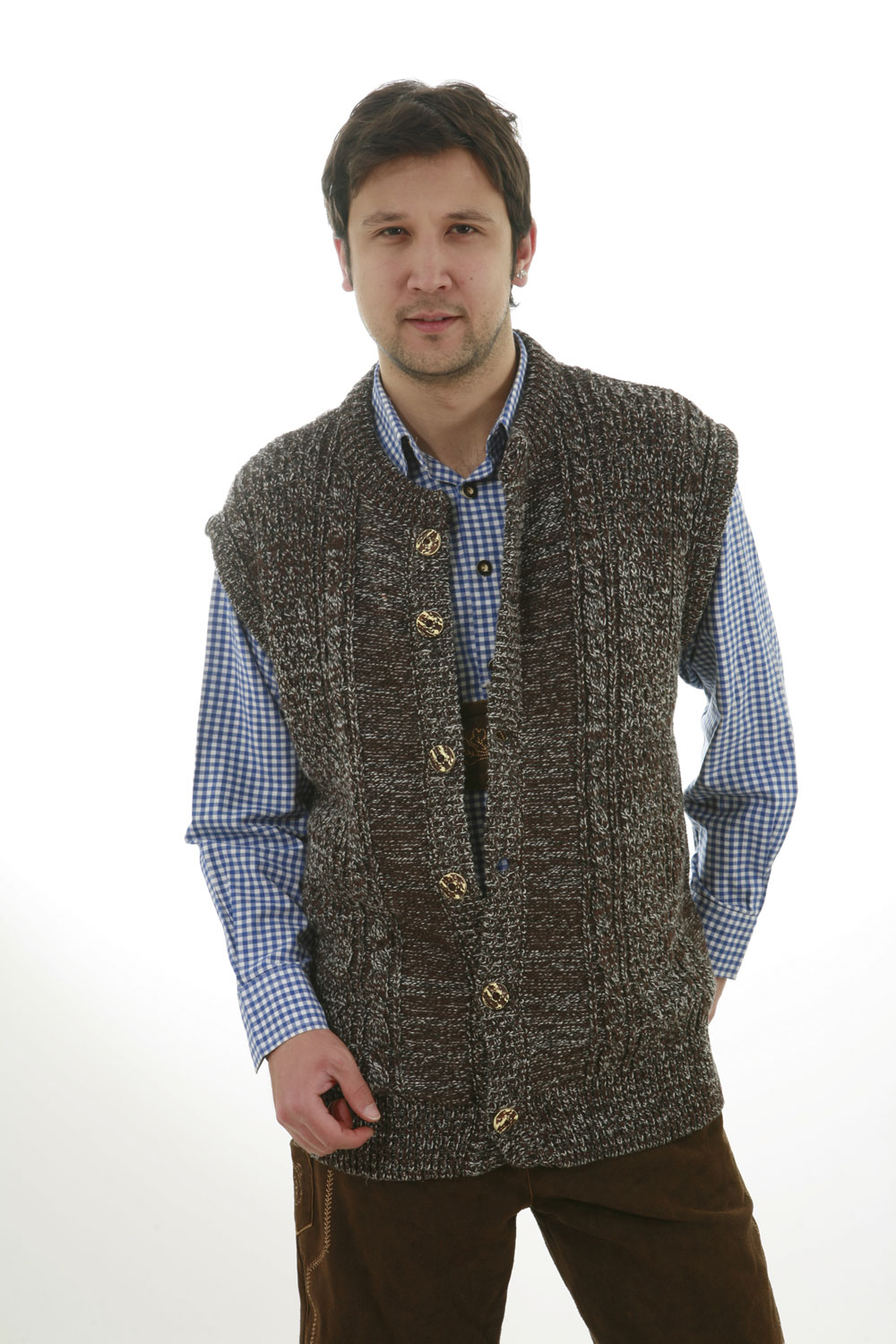 Strick Trachtenweste braun