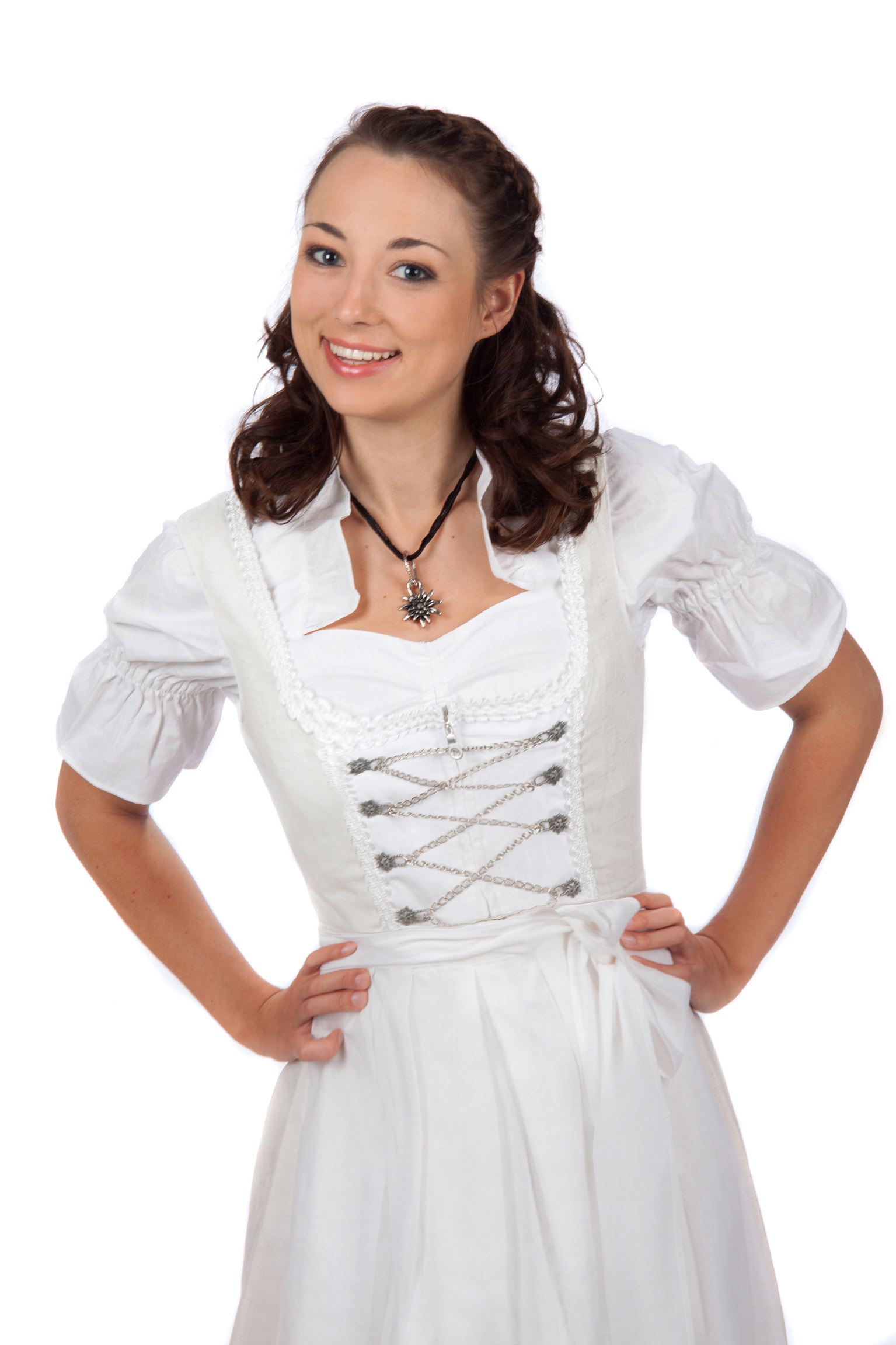 Nostalgisches Midi Dirndl 3-teilig Leinendirndl