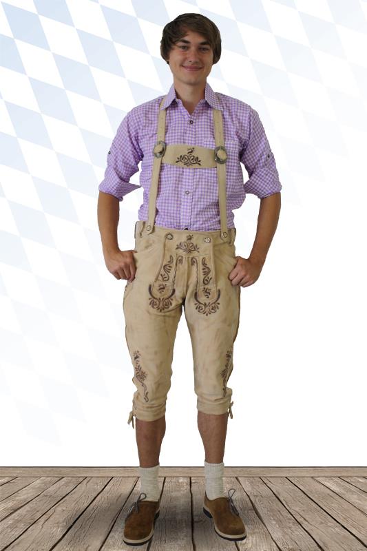 Trachtenhose Kniebundhose Hirschleder creme gespeckt
