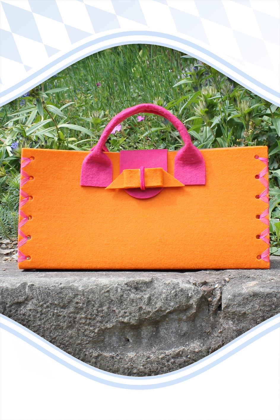 Dirndltasche Filz orange pink länglich