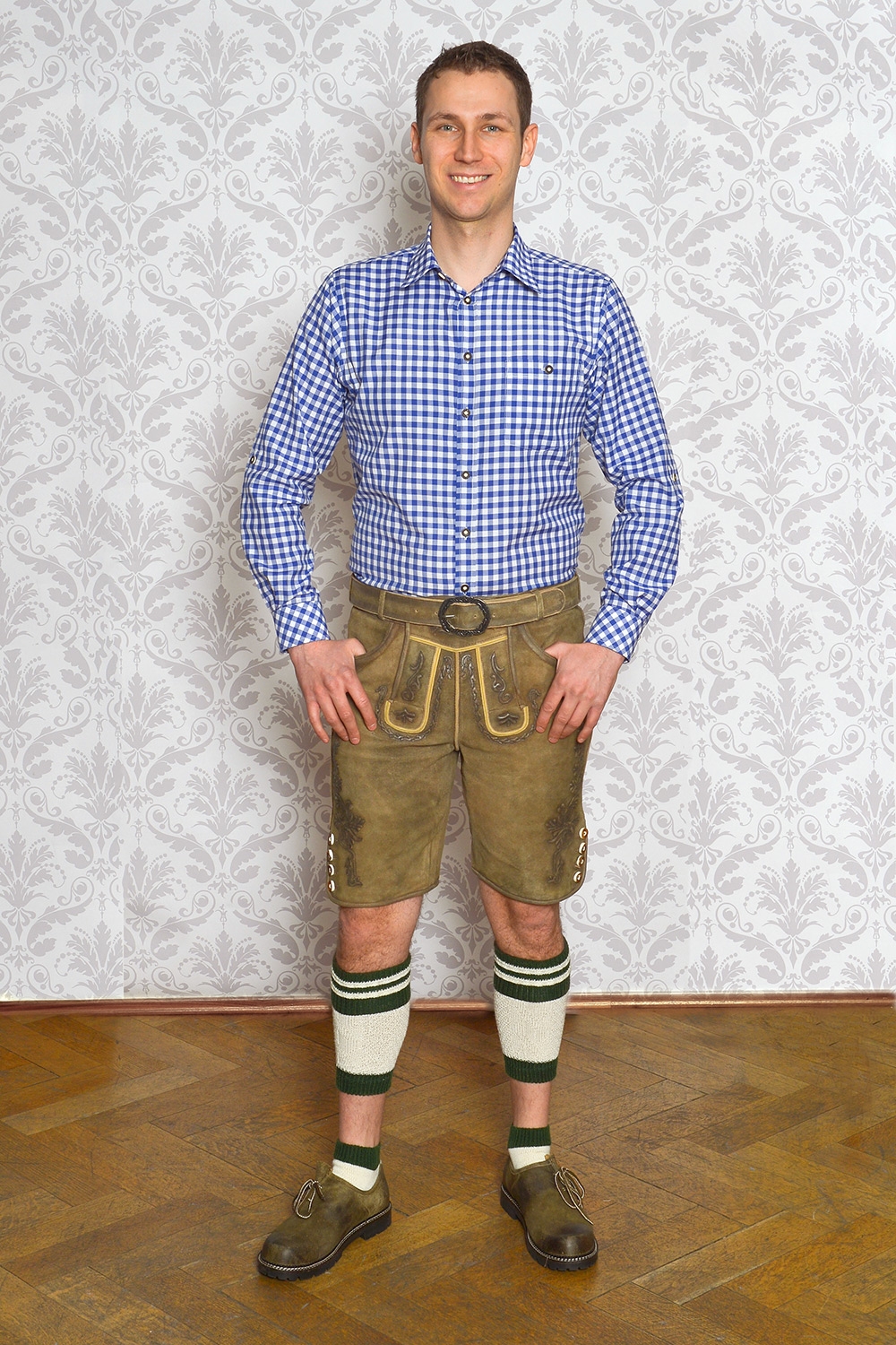 Kurze Wildbock Lederhose Erwin Camel