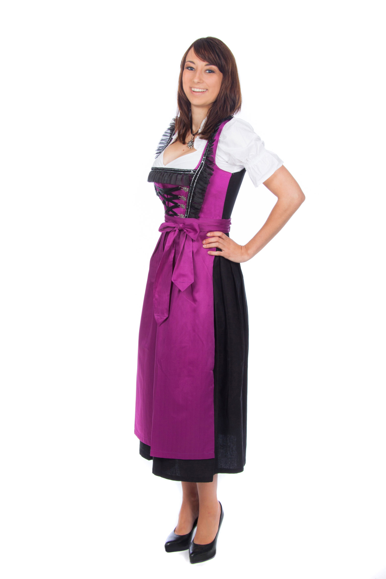 Langes Dirndl 3-teilig violett schwarz