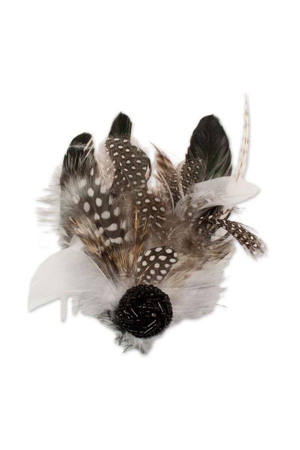 Feder-Fascinator Trachten-Haarkamm weiß